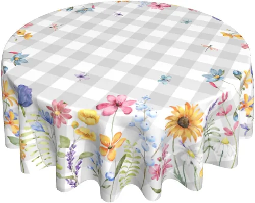 Vista 19 de Giwawa Mantel de Mesa Redondo con Bandera de EE. UU., Mantel Americano con Estrellas, Mariposas, Círculo, 152 cm. Mantel del 4 de julio, Día