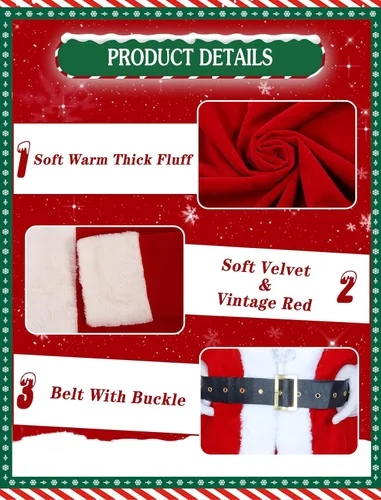 Vista 5 de Kids Santa Suit 6PCS Set Boys Santa Costume for Christmas Halloween Cosplay Rojo