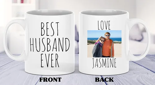 Vista 5 de Taza personalizada para marido, taza de fotos personalizada de esposa, taza de aniversario para él, regalo del día del padre