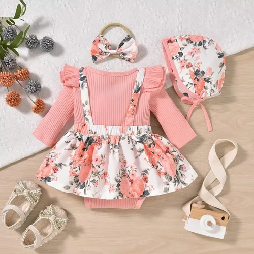 Vista 54 de Unutiylo Ropa de bebé recién nacida prematura con tirantes, traje de otoño e invierno, traje de manga larga con volantes