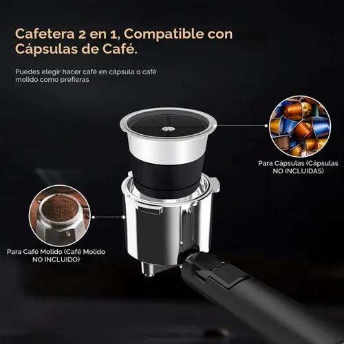Vista 7 de COWSAR 20 Bar Espresso Machine 1350W Compact Expresso Cafeteras Pantalla LED, varita de vapor y tanque de agua extraíble de 45 onzas para capuchino