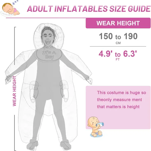 Vista 4 de Disfraz inflable para adulto, divertido dinosaurio de Halloween, disfraz de hombre para mujer, para hombres, mujeres, parejas