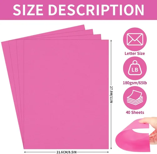 Vista 2 de Uncle Paul 40 hojas de cartulina rosa Bloming – 8.5 x 11 pulgadas de doble cara, papel de impresora de 65 libras, perfecto para álbumes de recortes