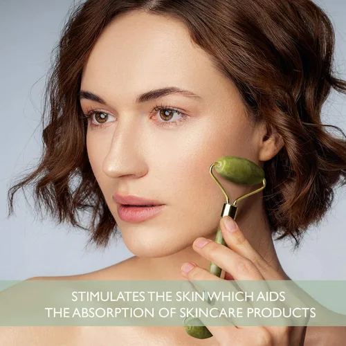 Vista 7 de Máscara facial de hielo + rodillo de jade, herramienta de masaje facial y cuello de belleza, rodillo facial de piedra y juego de máscara facial