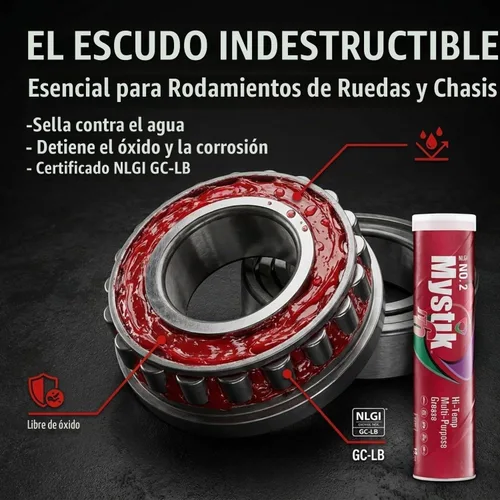 Vista 3 de Mystik JT-6 Tubo de grasa de alta temperatura para pistola de engrase, complejo de litio rojo multiusos, NLGI 2, grasa para rodamientos de rueda, 14