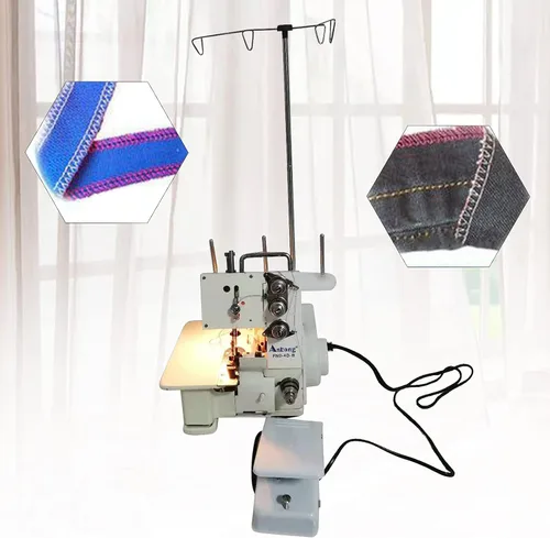 Vista 7 de Máquina de coser Overlock de 4 hilos, máquina de coser para el hogar+controlador de pie, DP5 x 80-95, 1200 puntadas/minuto