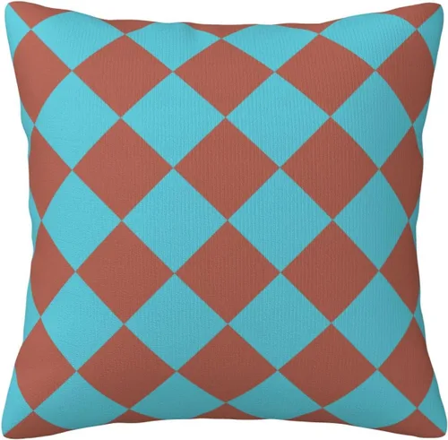 Vista 25 de Aspen - Fundas de almohada doradas y azul princesa a cuadros retro para sofá, fundas de cojín decorativas para decoración del hogar, habitación