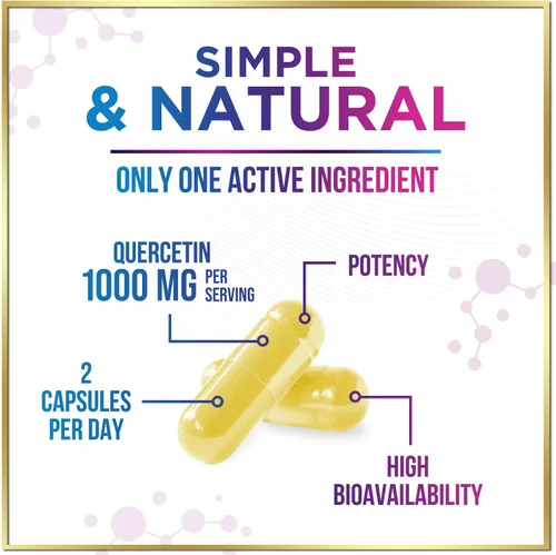 Vista 5 de Dihidrato de quercetina 1000 mg por porción - Bioflavonoides de primera calidad a base de plantas - Antioxidante extra fuerte Apoyo para la salud