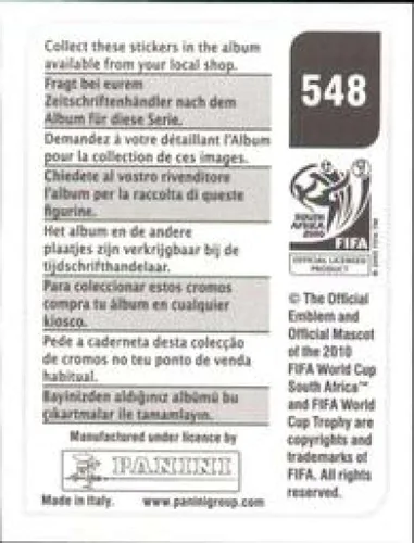 Vista 2 de Pegatinas de la Copa Mundial de la FIFA de Panini 2010 #548 Pepe Portugal - Adhesivo oficial de álbum de fútbol (2 pulgadas x 1.5 pulgadas)