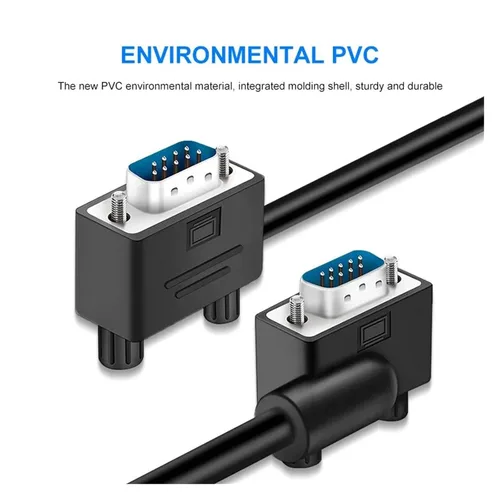 Vista 4 de Left Angle DB9 Serial Cable RS232 Male to Female Extension Wire 9 Pin(FF-D,0.5M)