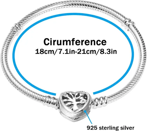 Vista 4 de idudu Snake Charm BraceletChrysanthemum buckle S925 sterling silver Jewelry Snake Chain Bracelet Fit Any Charm Gift for Women Girls