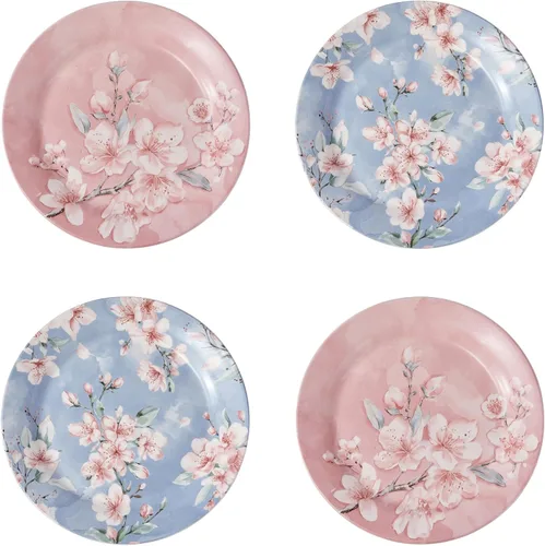Vista 14 de Bico Blossom Symphony - Juego de 4 platos de ensalada de 8.75 pulgadas de cerámica, platos de postre para ensalada, aperitivo, guarniciones, aptos