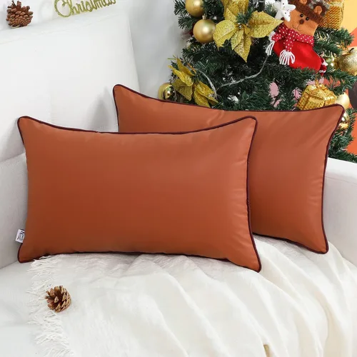 Vista 7 de Paquete de 2 fundas de almohada para exteriores de 12 x 20 pulgadas, resistente al agua, de piel de silicona, resistente a los rayos UV, resistente