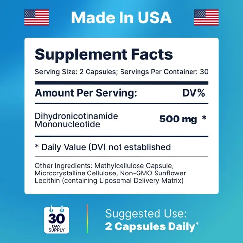Vista 7 de Liposomal NMNH 500 mg - Alternativa de suplemento NMN - Suplementos NAD para mujeres y hombres Antienvejecimiento saludable - Apoyo celular