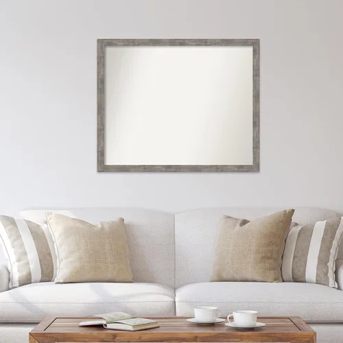Vista 521 de Amanti Art Silver Bathroom Mirror for Over Sink, 26x35 Custom Made Marred Pewter Rectangle Vanity Mirror, Large Casual Wood Frame, Hangs Horizonally