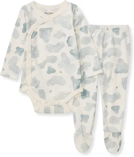 Vista 11 de Burt's Bees Baby Conjunto de mameluco y pantalón unisex, 100% algodón orgánico Azul Micro Bee
