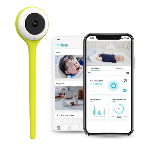 Vista 6 de Lollipop Monitor de bebé (algodón de azúcar) - Cámara inteligente Wi-Fi completa de detección real de llanto con plan adicional en la aplicación