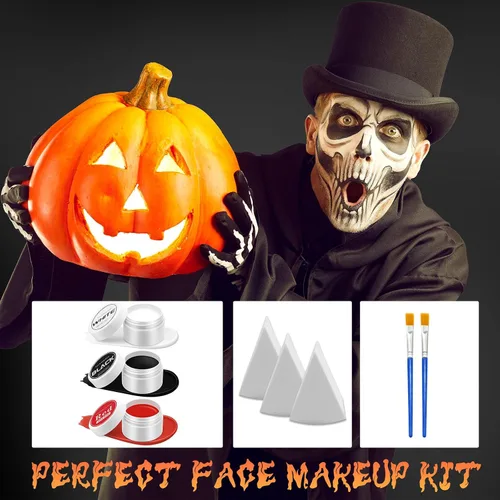 Vista 7 de Kit de maquillaje de payaso de Halloween, pintura corporal facial
