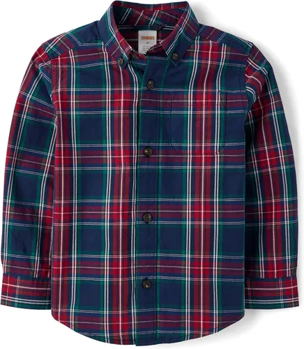 Vista 13 de Gymboree Camisa de manga larga con botones para niños y niños pequeños Rojo