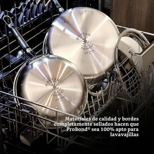 Vista 4 de ProBond - Sartén forjada de acero inoxidable profesional de 3.5 cuartos de galón con tapa
