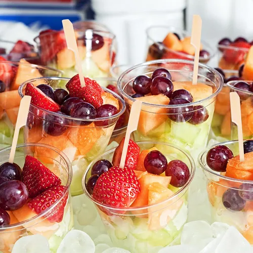 Vista 5 de HAKSEN 400 pinchos de bambú para aperitivos, púas de cóctel para bebidas, brochetas de madera de 4.7 pulgadas para sándwich, frutas, kabs