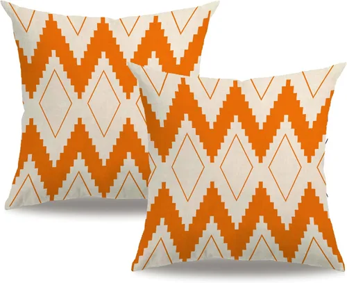 Vista 8 de 7COLORROOM Fundas de almohada de estilo geométrico moderno, rayas negras y beige, de lino y algodón, cuadradas, decorativas, para el hogar, 18 x 18