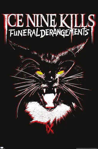 Vista 9 de Ice Nine Kills - Póster de pared con diseño de gato, 22.4 pulgadas de largo x 14.7 pulgadas de ancho, versión enmarcada de madera de granero Versión