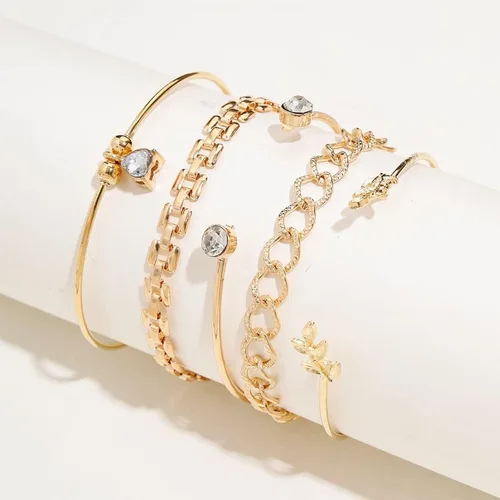 Vista 37 de Long tiantian Pulsera de oro gruesa para mujer, pulseras de oro delicadas, pulseras para mujer, pulseras apilables de eslabones de cadena