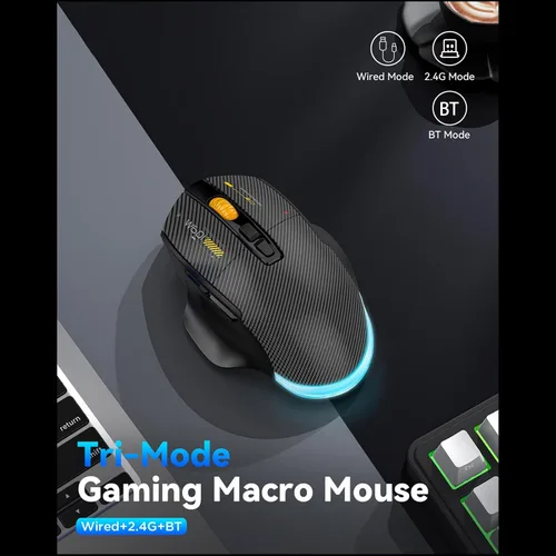 Vista 5 de EBTOOLS Gaming Mouse, 12800DPI RGB Ergonomic Design with Wired 2.4G BT Connectivity, 7 Programmable Buttons, 5 Lighting Modes for PC Laptop Black