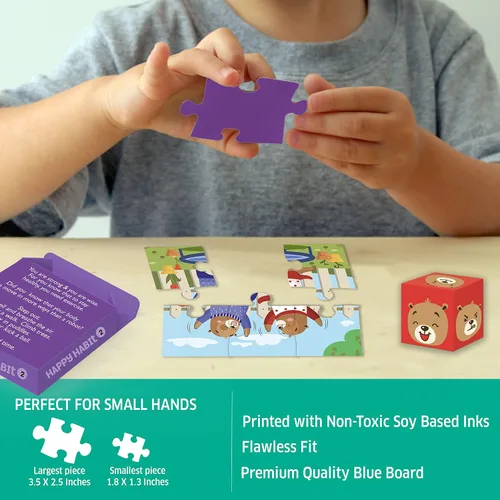 Vista 6 de Chalk and Chuckles Happy Habits-Rompecabezas 7 en 1 para niños de 3, 4, 5 años, juguetes educativos y de aprendizaje, caja de actividades para niños