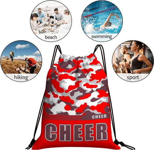 Vista 17 de Mochila con cordón impermeable para gimnasio, bolsas con cordón, bolsa de cuerda deportiva, mochila de camuflaje, Bolsas con cordón Cheer - Bolsas