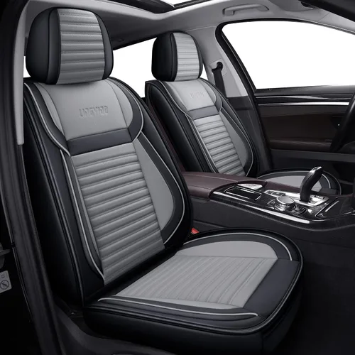 Vista 16 de LINGVIDO - Fundas de piel sintética con respaldo para asiento de automóvil, transpirables, impermeables, universal y antideslizante, para SUV Beige