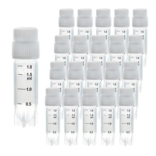 Vista 29 de Cryoviales de 0.0 fl oz, 25Pcs Cryotubes con código de barras lateral, frascos de esterilización con rosca externa, tubos de muestra con tapas Azul
