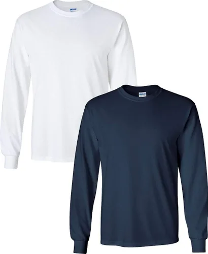 Vista 55 de Gildan - Camiseta de algodón y de manga larga para hombre, modelo G2400 (1) verde irlandés + (1) negro