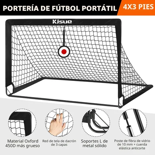 Vista 2 de Portería de fútbol, porterías de fútbol para niños para patio trasero, juego de 2, equipo de entrenamiento de red de fútbol de 4 x 3 pies, portería