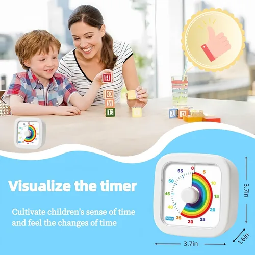 Vista 2 de Temporizador visual de 60 minutos, temporizador de cuenta regresiva para niños y adultos, temporizadores de cocina para cocinar, temporizador