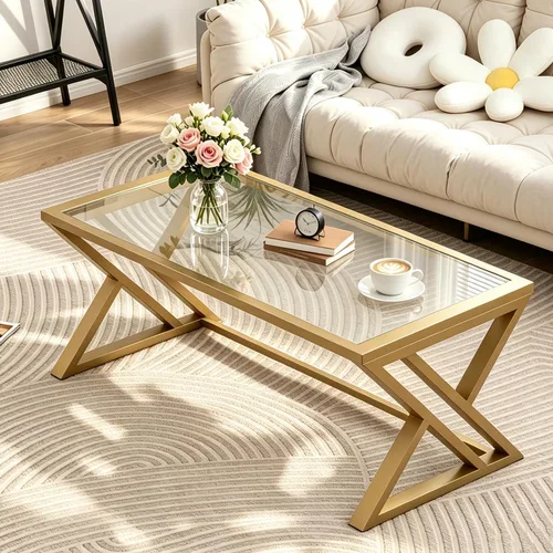 Vista 16 de Wolawu - Mesa de café para sala de estar, mesa central negra, mesa de té rectangular moderna y simple de mármol falso con marco de metal acabado
