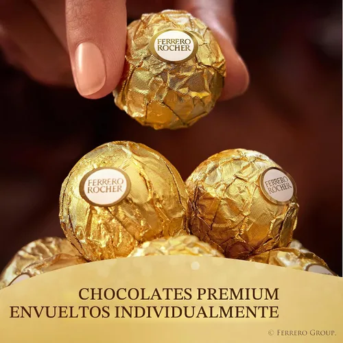 Vista 4 de Ferrero Rocher Chocolate Candy, 16 chocolates con leche de avellana, 7