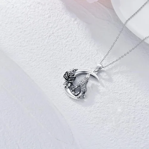 Vista 4 de Dorunmo Rabbit BunnyButterflyMonkeyOwlWolfFairyPawRose Pendant Necklace 925 Sterling Sliver Animal Jewelry Gift for Women Girls Friend