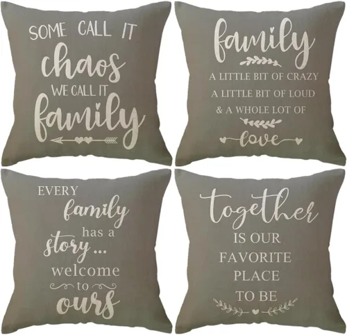 Vista 10 de ULOVE LOVE YOURSELF Juego de 4 fundas de cojín decorativas con citas para el hogar, 18 x 18 pulgadas, fundas de almohada rústicas con palabras