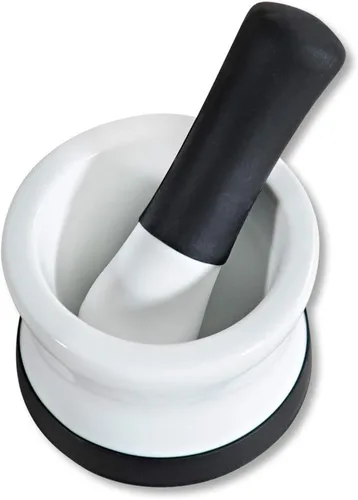 Vista 4 de Kesper Mortero con raqueta, 4.3 x 3.0 in, porcelana, blanco/negro