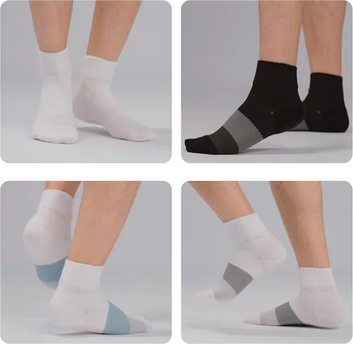 Vista 8 de GKX Calcetines de algodón de algodón que absorben la humedad, suela acolchada para entrenamiento, correr, atletismo, entrenamiento, corte bajo