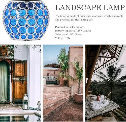 Vista 5 de Lámpara colgante solar al aire libre Luces solares huecas Jardín Patio Patio Decoración del hogar Energía solar Lámpara colgante decorativa