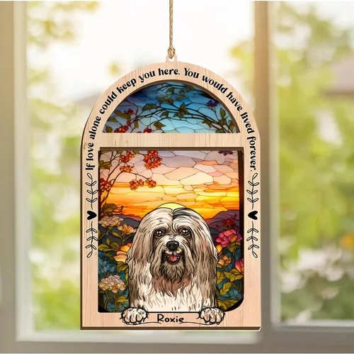 Vista 236 de LOVELYPOD Adorno de Navidad personalizado de sabueso afgano, atrapasoles con nombre, regalos de pérdida de mascotas, regalos para amantes