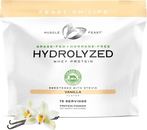 Vista 12 de Muscle Feast - Proteína de suero hidrolizada alimentada con pasto en polvo, chocolate (2 libras) All Natural Hormone-Free, Hydro Whey Powder for