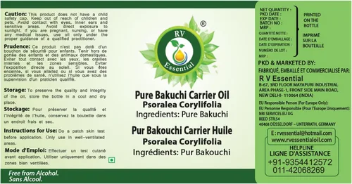 Vista 5 de R V Essential Aceite portador de Bakuchi puro 3.4 fl oz (3.38oz)- Psoralea Corylifolia (100% puro y natural prensado en frío)
