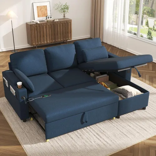 Vista 11 de Sofá cama extraíble 2 en 1 sofá cama seccional sofá en forma de L