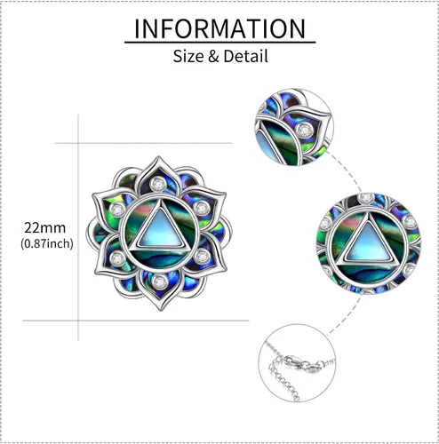 Vista 5 de ONEFINITY Collar de loto de plata de ley 925 con colgante de piedra lunar para yoga, joyería de loto para mujer