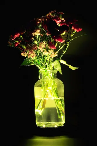 Vista 7 de KITOSUN Luz LED de florero de 4 pulgadas, color negro, estilo moderno con 9 LED blancos cálidos, control táctil, funciona