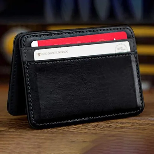 Vista 2 de Billetera plegable de cuero neutro mágico con clip de moda mini cartera de dinero